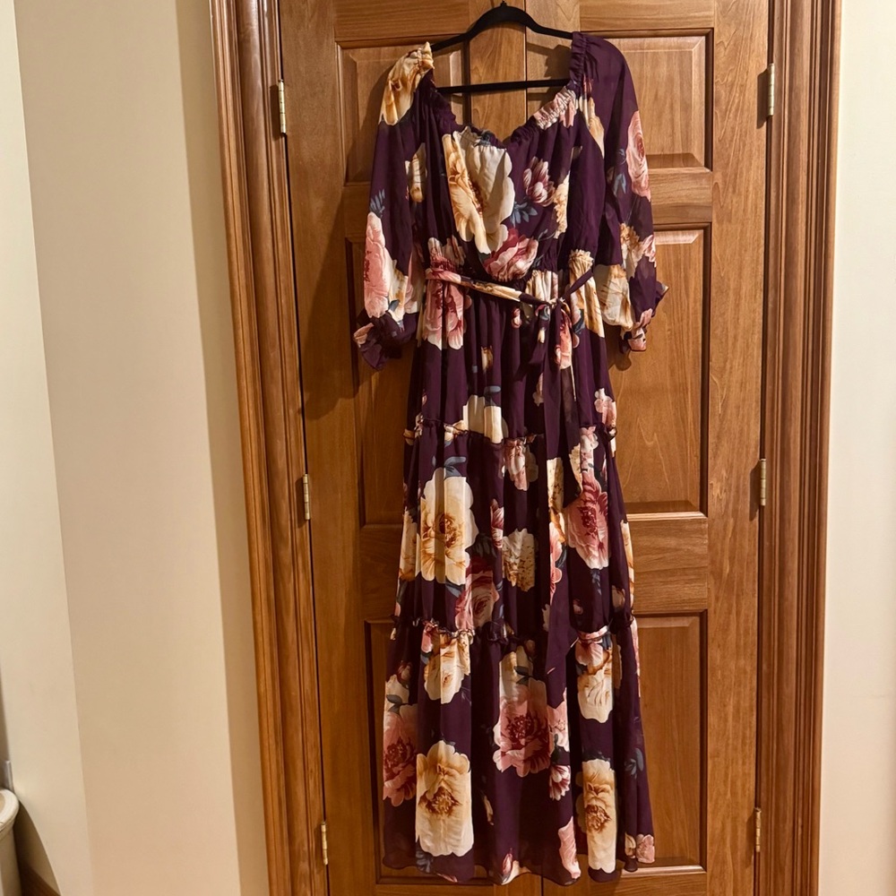 Baltic Born Plum Floral Maxi Dress